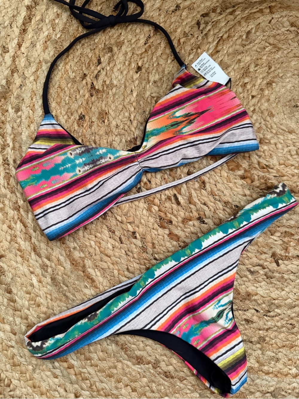 l*space Multicolor Striped Bikini Set — Pink, Teal, Blue